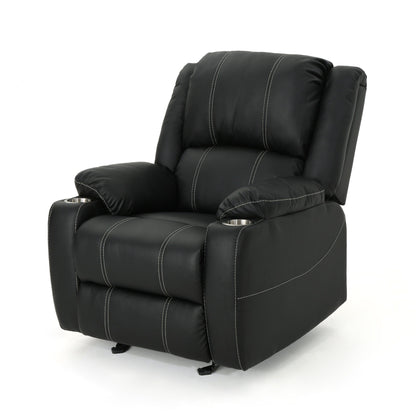 Fauteuil inclinable Roomfitters avec porte-gobelets en acier, confortable pour salon et chambre, noir