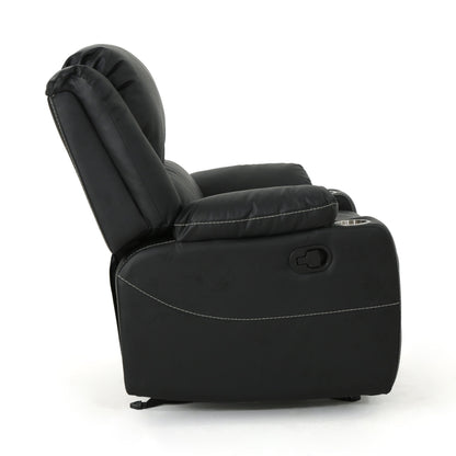 Fauteuil inclinable Roomfitters avec porte-gobelets en acier, confortable pour salon et chambre, noir