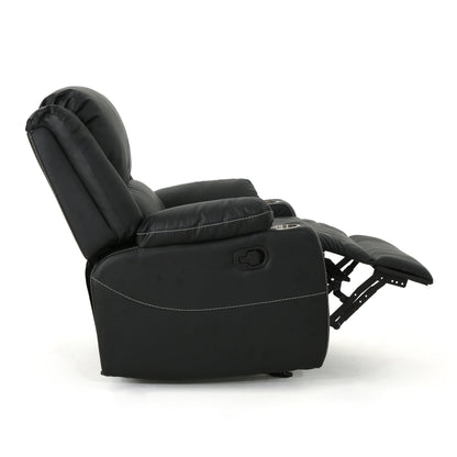 Fauteuil inclinable Roomfitters avec porte-gobelets en acier, confortable pour salon et chambre, noir