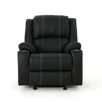 Fauteuil inclinable Roomfitters avec porte-gobelets en acier, confortable pour salon et chambre, noir