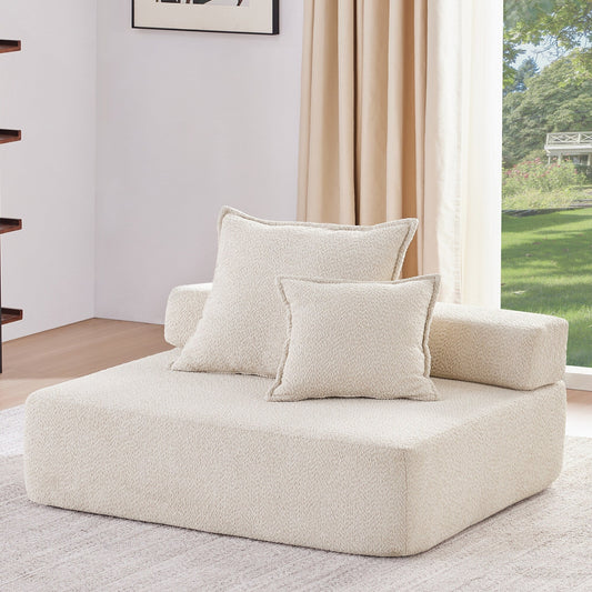 Structure de causeuse Roomfitters pour canapé sectionnel modulaire surdimensionné, canapé convertible capitonné en tissu Boucle, beige