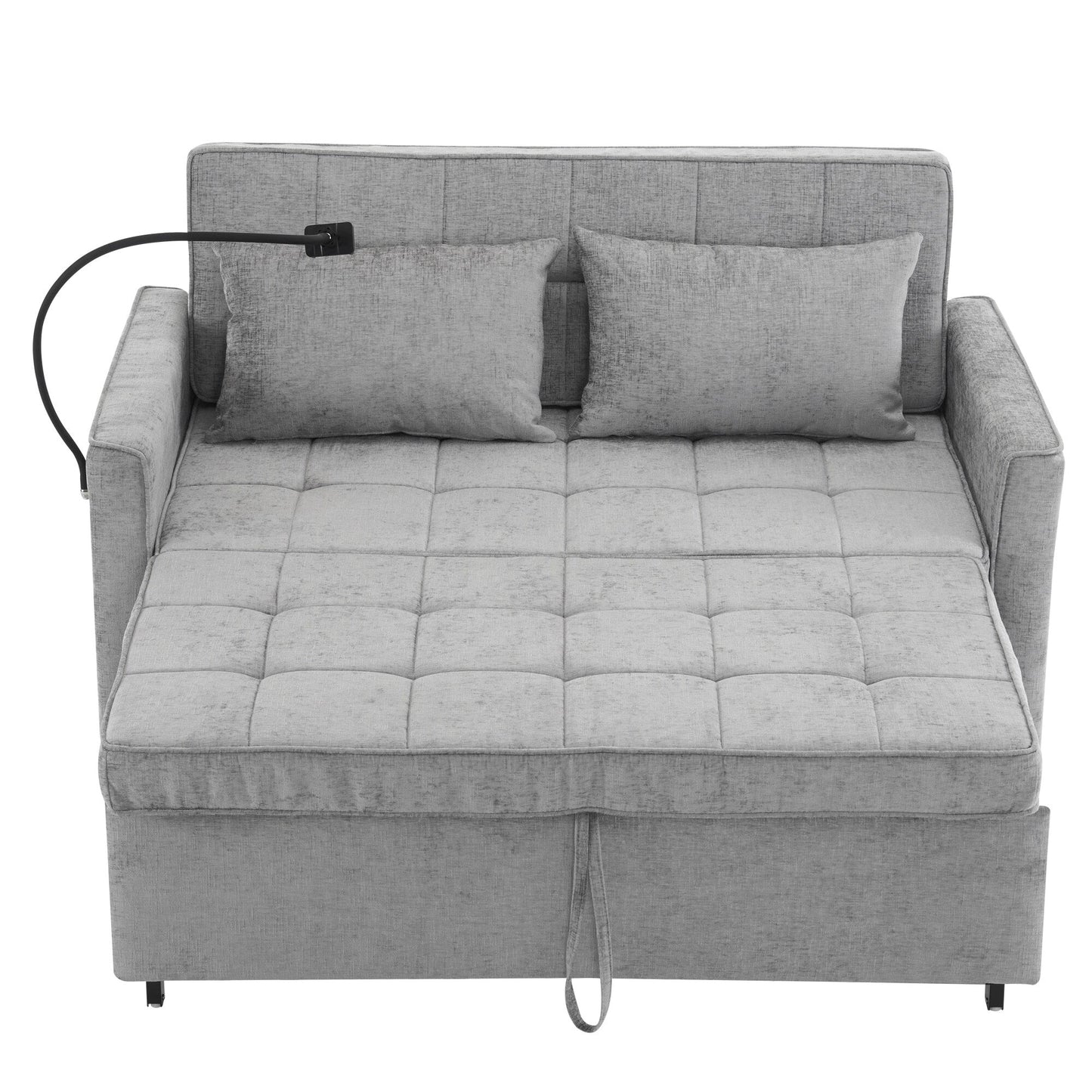 Canapé-lit gigogne Roomfitters avec coussin de dossier réversible, poches latérales, ports USB et support pour téléphone