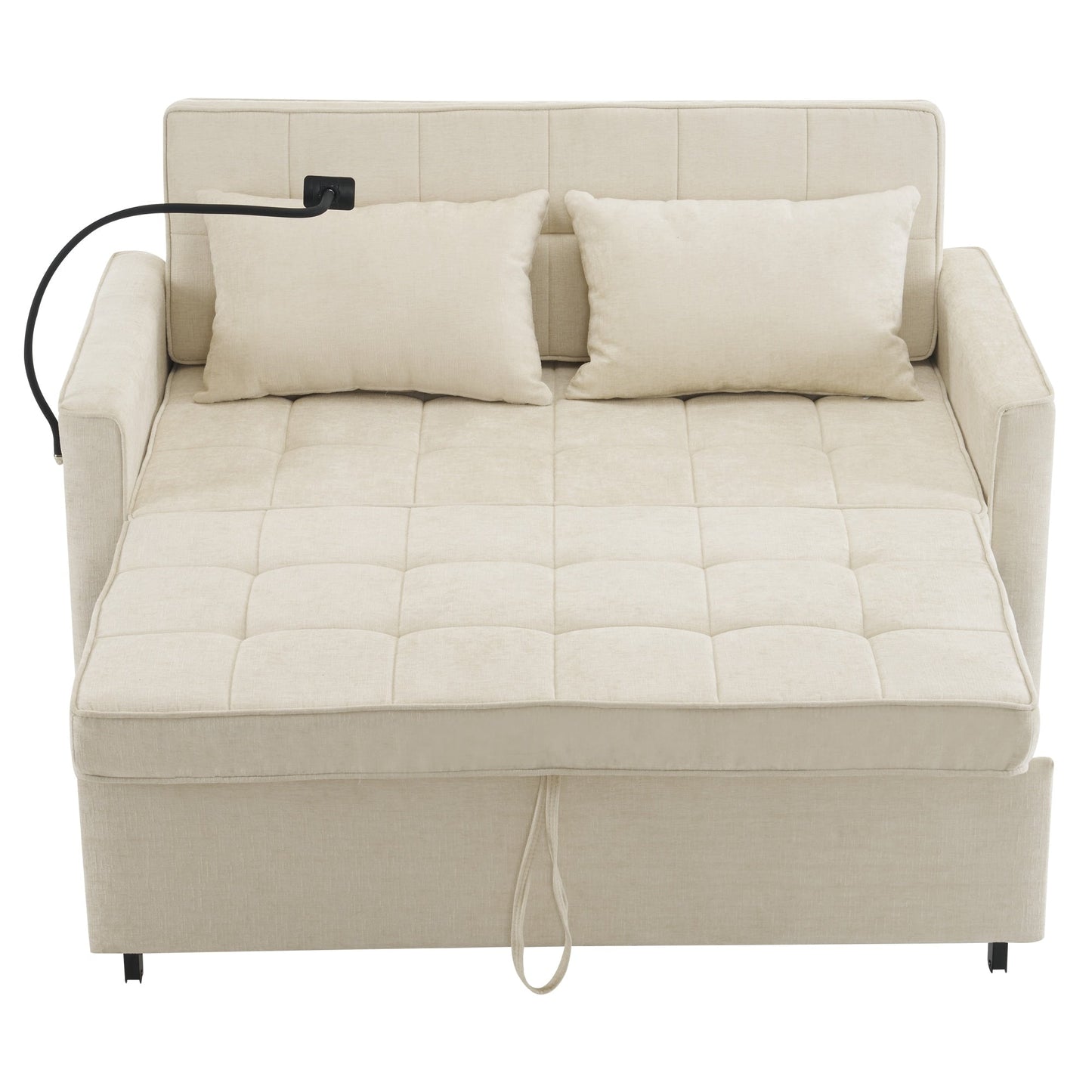Canapé-lit gigogne Roomfitters avec coussin de dossier réversible, poches latérales, ports USB et support pour téléphone
