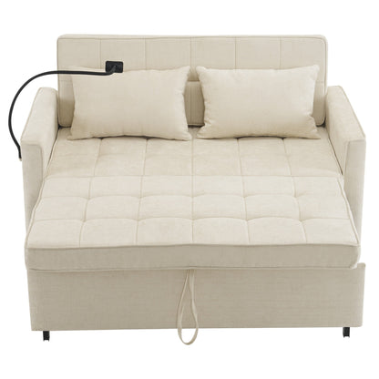 Canapé-lit gigogne Roomfitters avec coussin de dossier réversible, poches latérales, ports USB et support pour téléphone