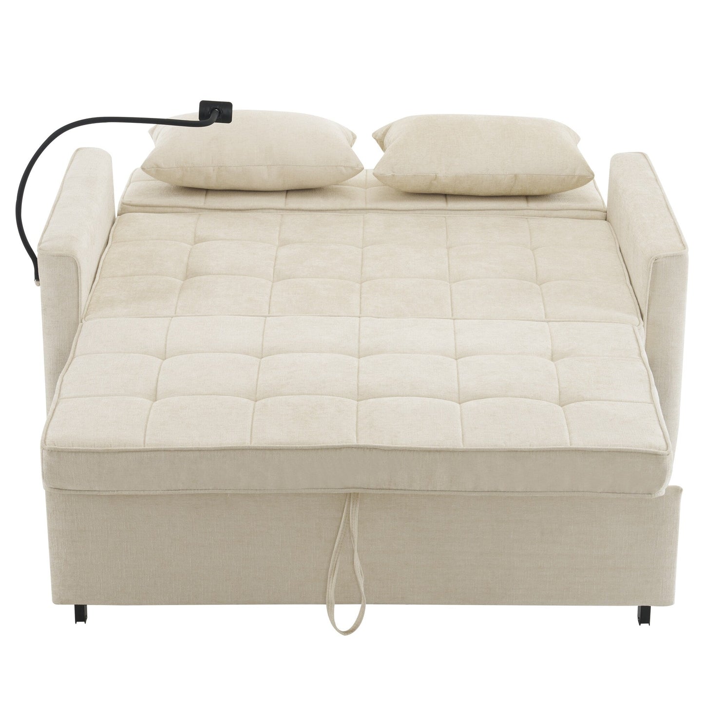 Canapé-lit gigogne Roomfitters avec coussin de dossier réversible, poches latérales, ports USB et support pour téléphone