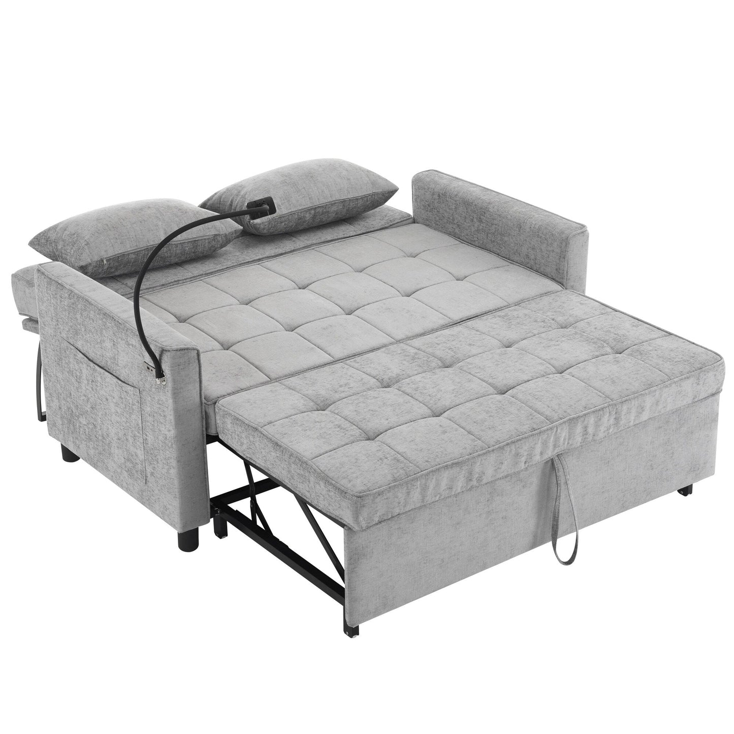 Canapé-lit gigogne Roomfitters avec coussin de dossier réversible, poches latérales, ports USB et support pour téléphone