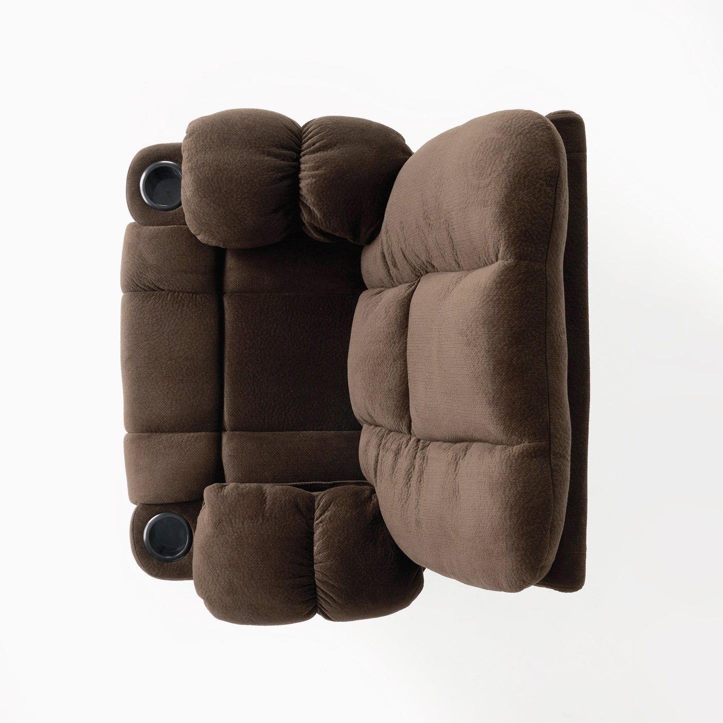 Fauteuil inclinable manuel de luxe Roomfitters en chocolat avec tissu doux pour la peau et deux porte-gobelets