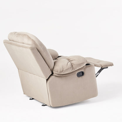Fauteuil inclinable manuel de luxe Roomfitters en chocolat avec tissu doux pour la peau et deux porte-gobelets