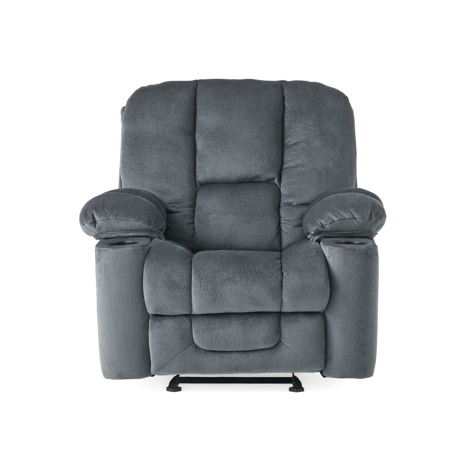 Fauteuil inclinable manuel de luxe Roomfitters en chocolat avec tissu doux pour la peau et deux porte-gobelets
