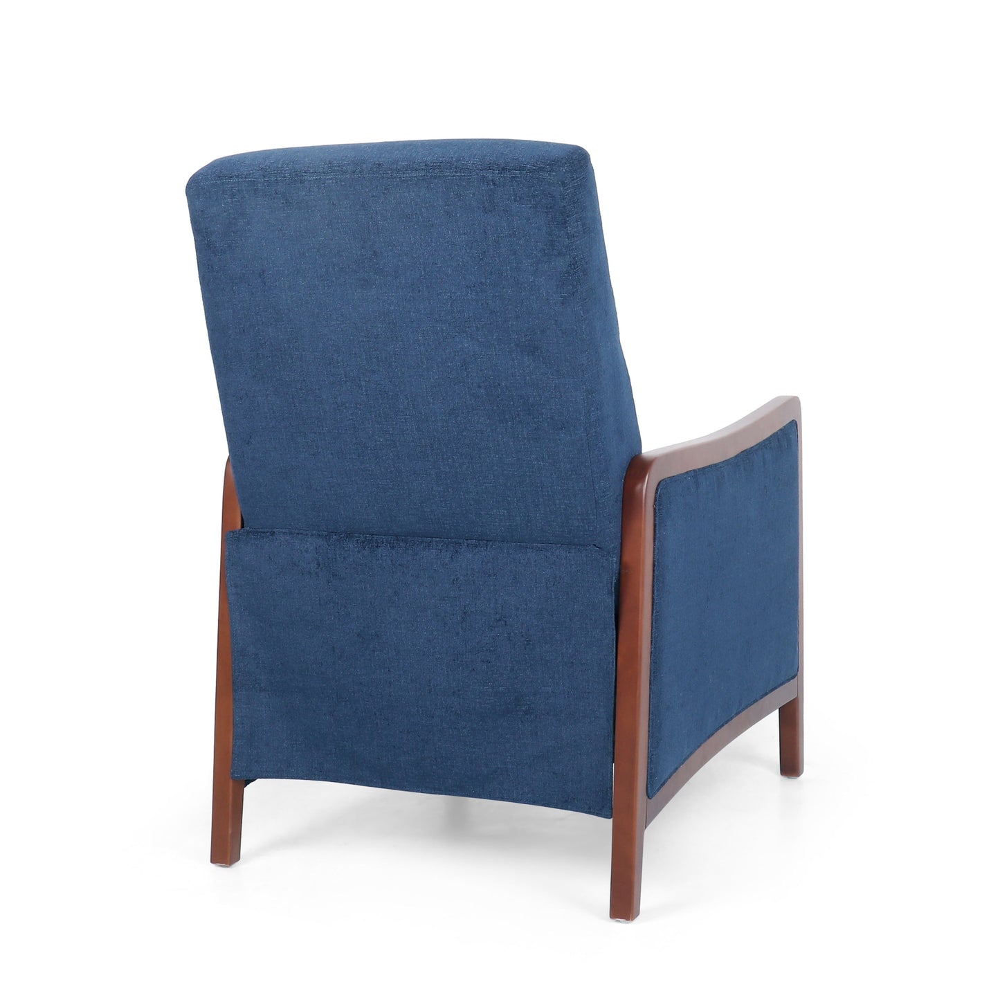 Fauteuil inclinable en tissu et bois, style moderne du milieu du siècle, élégant et inclinable pour le salon.