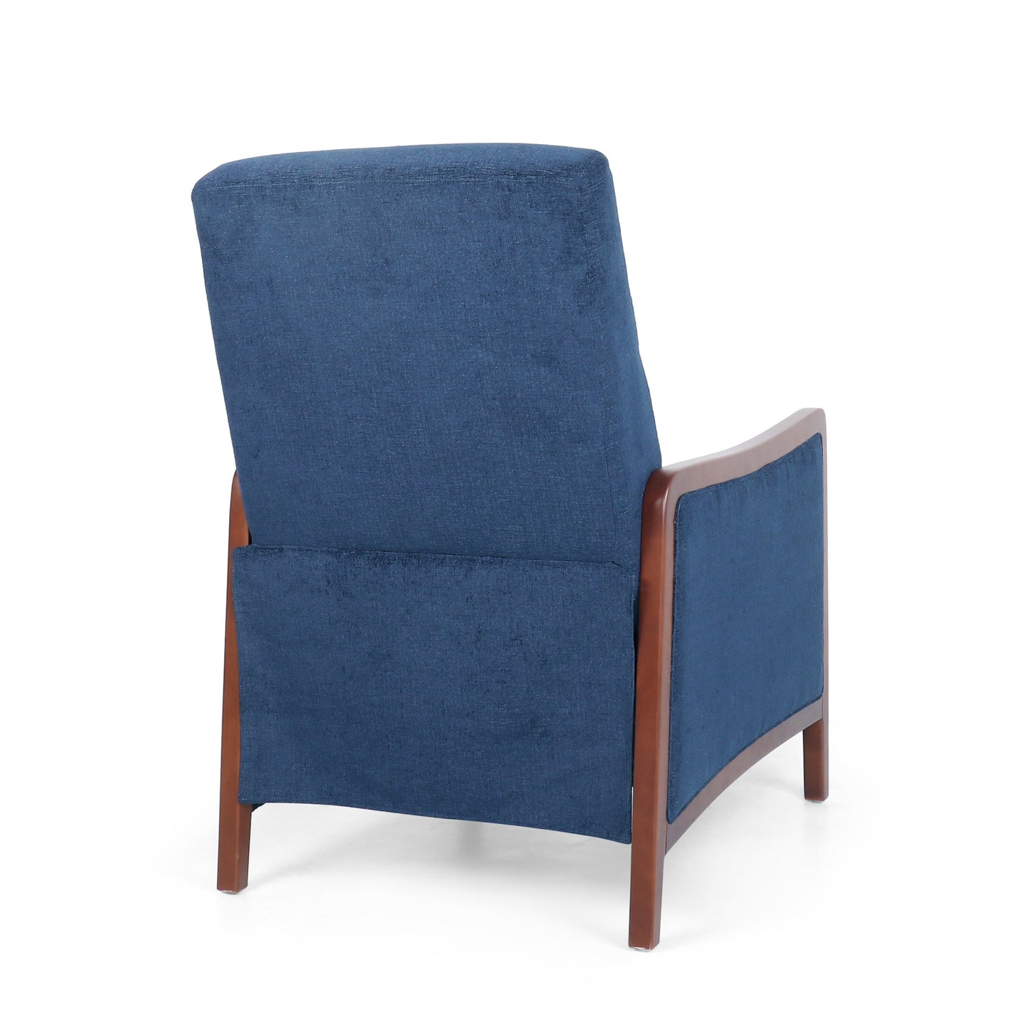 Fauteuil inclinable en tissu et bois, style moderne du milieu du siècle, élégant et inclinable pour le salon.