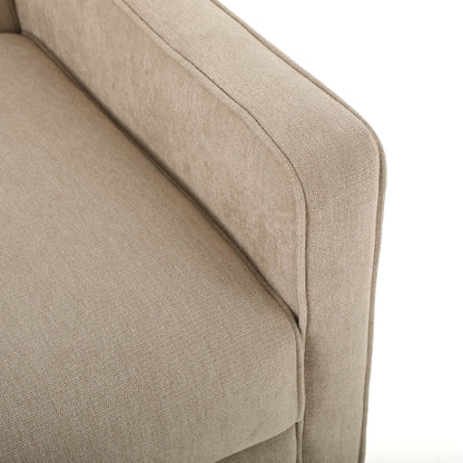 Fauteuil à dossier relevable minimaliste en lin naturel Roomfitters, conçu de manière ergonomique pour la détente et le soutien, naturel