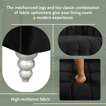 Ensemble de canapé moderne 3 pièces Roomfitters avec pieds en bois massif, dossier capitonné boutonné, ensemble de canapé rembourré en polaire hollandaise