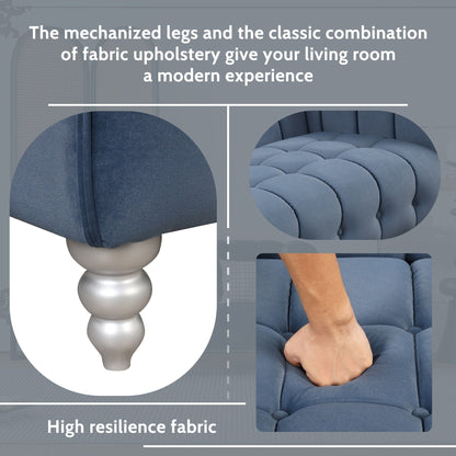 Ensemble de canapé moderne 3 pièces Roomfitters avec pieds en bois massif, dossier capitonné boutonné, ensemble de canapé rembourré en polaire hollandaise