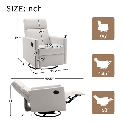 Fauteuil à bascule rembourré moderne pour chambre d'enfant Roomfitters, fauteuil inclinable pivotant et moelleux