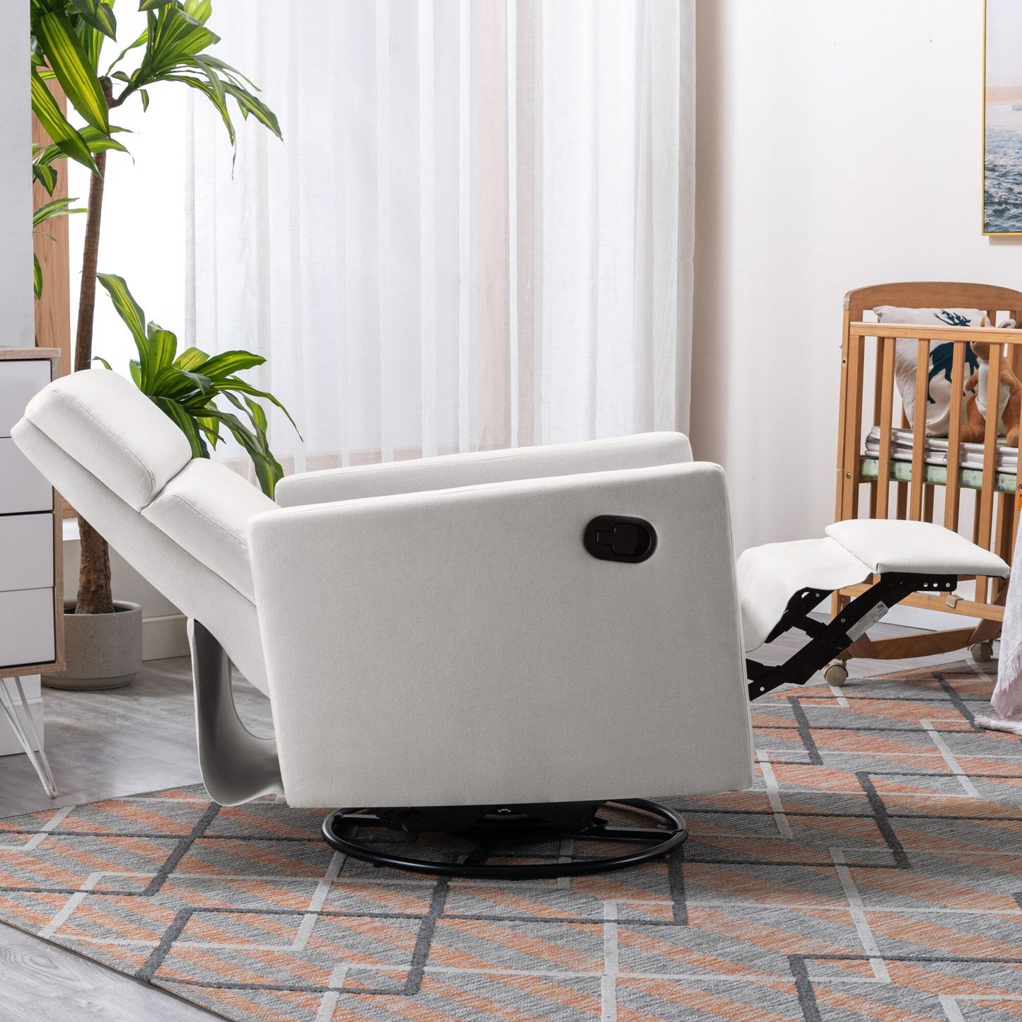 Fauteuil à bascule rembourré moderne pour chambre d'enfant Roomfitters, fauteuil inclinable pivotant et moelleux