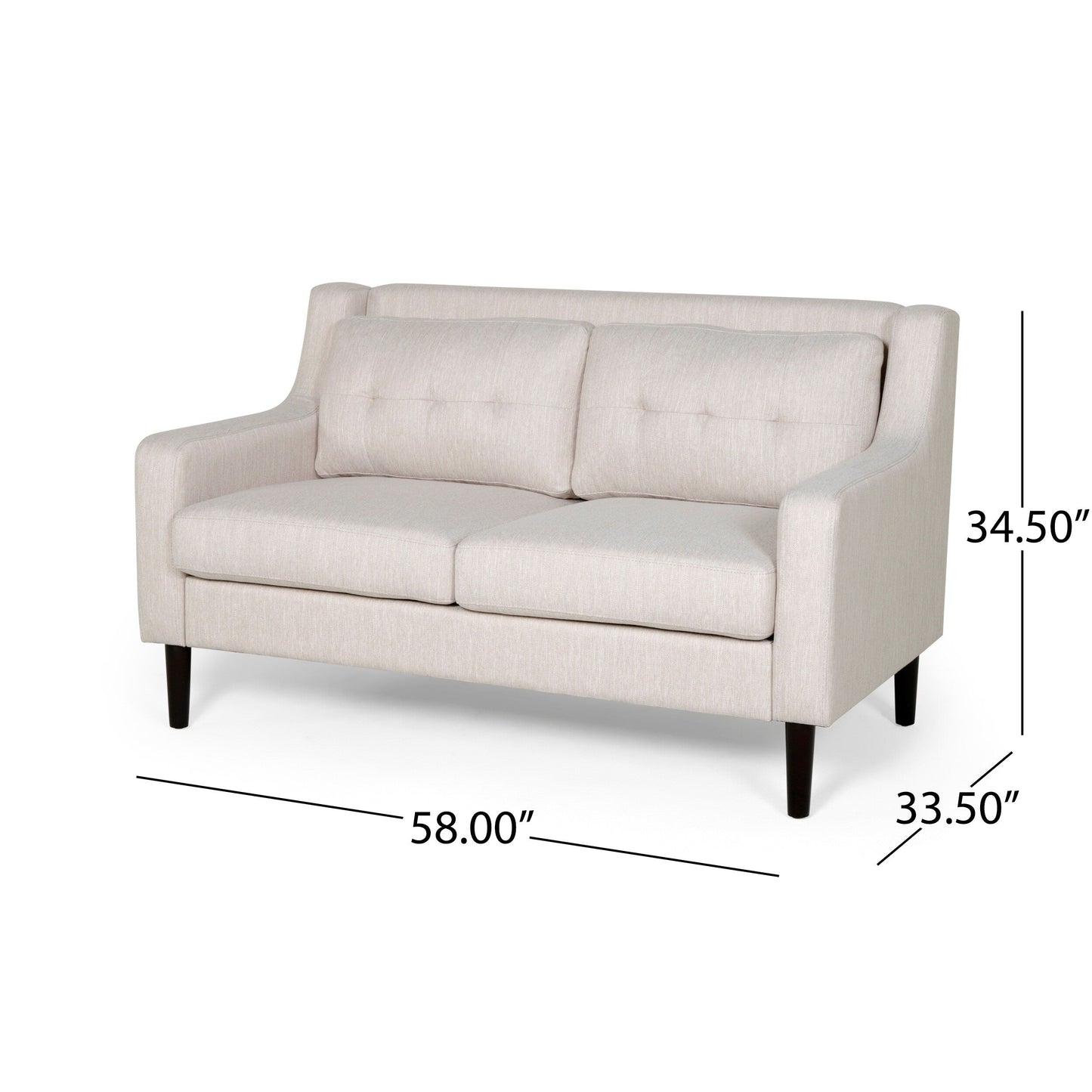 Canapé rembourré moderne Roomfitters, canapé capitonné avec accoudoirs incurvés et coussins confortables