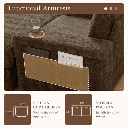 Canapé-lit surdimensionné Roomfitters avec repose-pieds et fauteuil-lit en fausse fourrure avec porte-gobelets