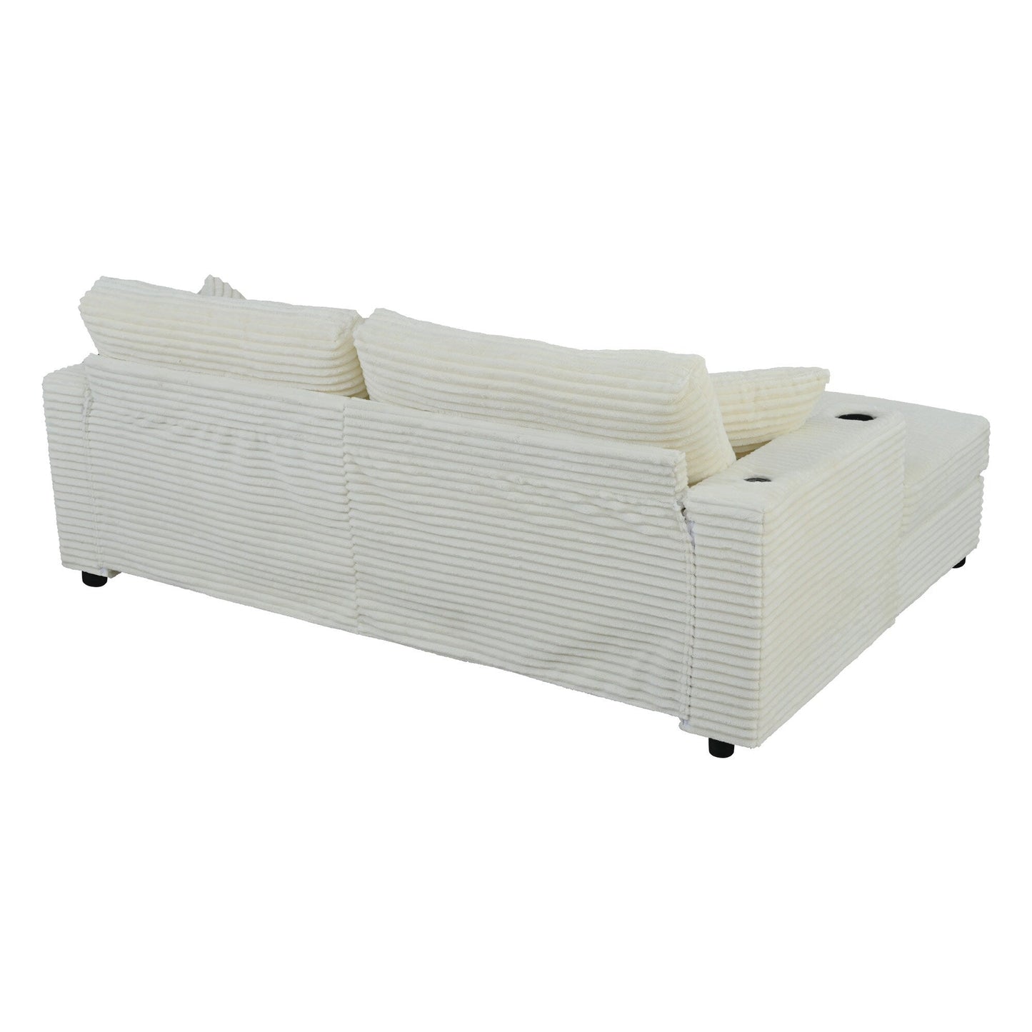 Canapé-lit sectionnel surdimensionné Roomfitters, avec méridienne, canapé-lit en velours côtelé, ports USB et porte-gobelets