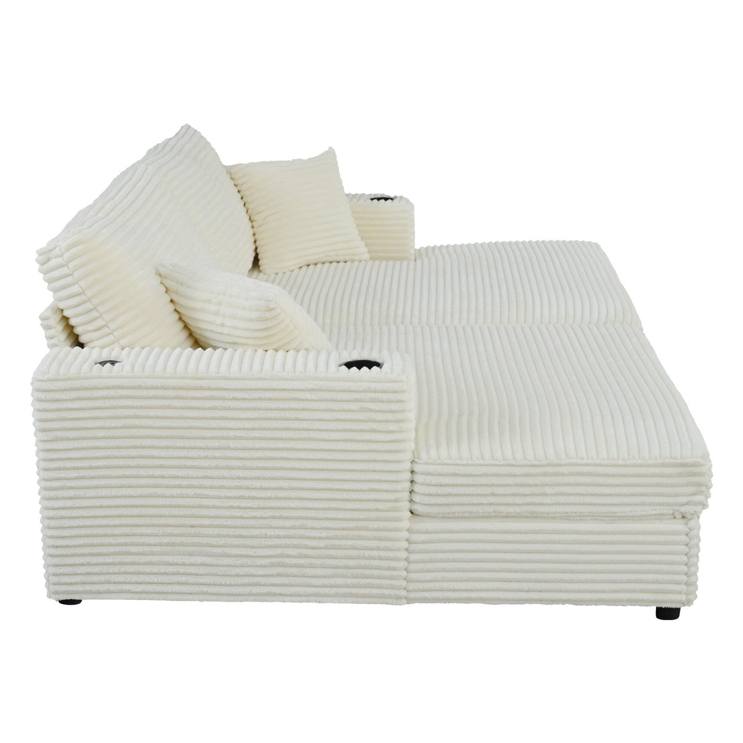 Canapé-lit sectionnel surdimensionné Roomfitters, avec méridienne, canapé-lit en velours côtelé, ports USB et porte-gobelets