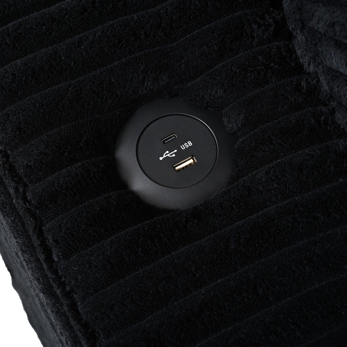 Canapé-lit sectionnel surdimensionné Roomfitters, avec méridienne, canapé-lit en velours côtelé, ports USB et porte-gobelets