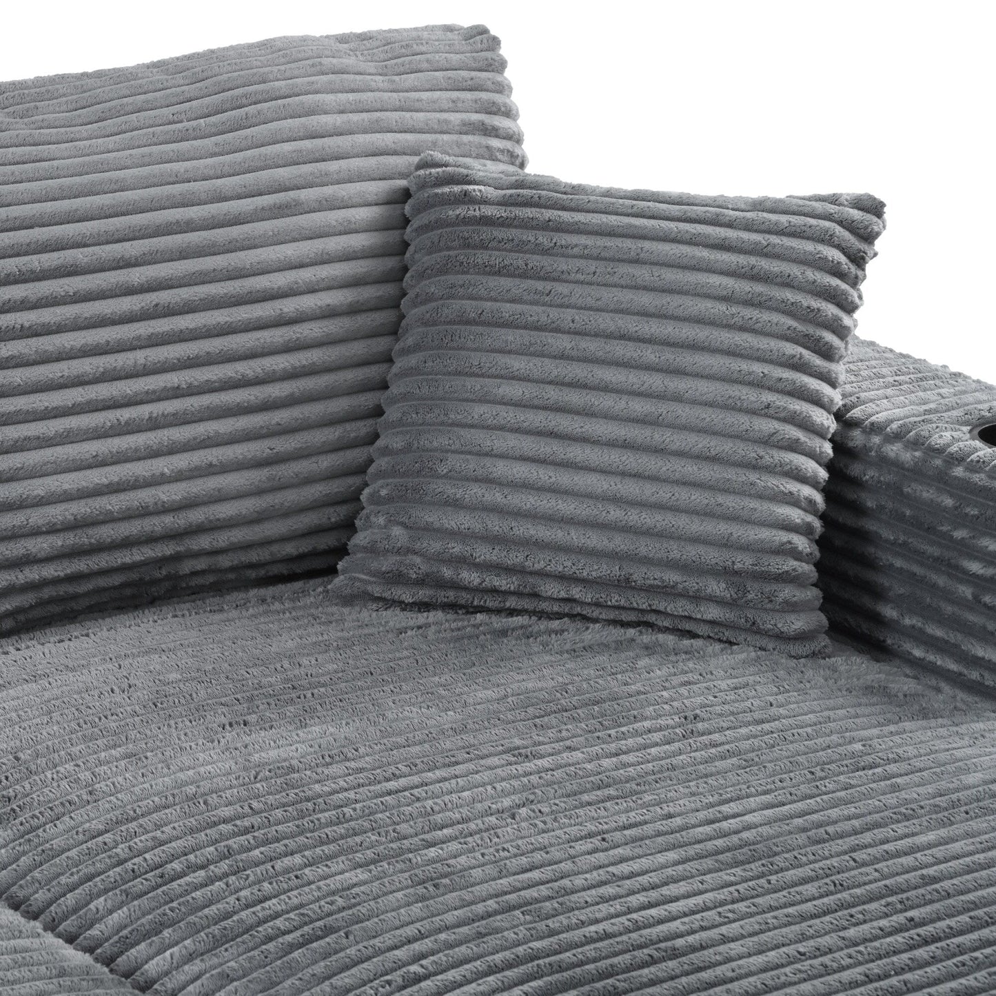 Canapé-lit sectionnel surdimensionné Roomfitters, avec méridienne, canapé-lit en velours côtelé, ports USB et porte-gobelets