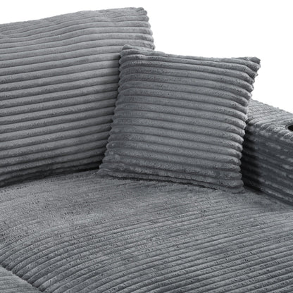 Canapé-lit sectionnel surdimensionné Roomfitters, avec méridienne, canapé-lit en velours côtelé, ports USB et porte-gobelets