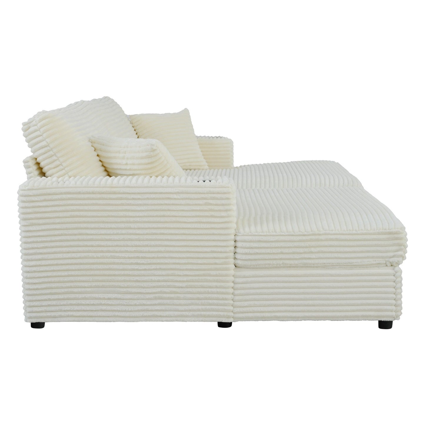 Canapé-lit sectionnel surdimensionné Roomfitters, avec méridienne, canapé-lit en velours côtelé, ports USB et porte-gobelets