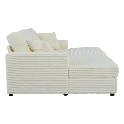 Canapé-lit sectionnel surdimensionné Roomfitters, avec méridienne, canapé-lit en velours côtelé, ports USB et porte-gobelets