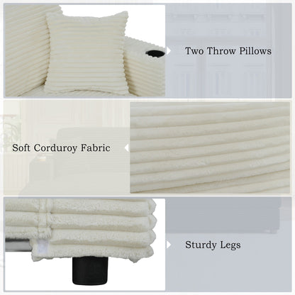 Canapé-lit sectionnel surdimensionné Roomfitters, avec méridienne, canapé-lit en velours côtelé, ports USB et porte-gobelets