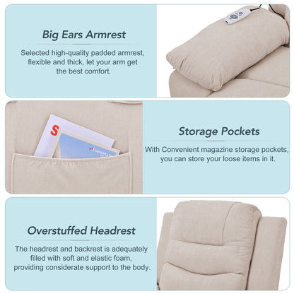Fauteuil inclinable massant et releveur électrique Roomfitters avec chaleur apaisante, modes de massage réglables et options d'inclinaison infinies