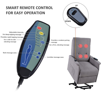 Fauteuil inclinable électrique Roomfitters avec massage réglable et mécanisme de levage en douceur