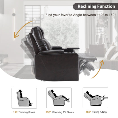 Fauteuil inclinable électrique Roomfitters avec ports de chargement USB, rangement dissimulé des accoudoirs, deux porte-gobelets et plateau pivotant à 360°