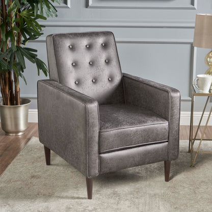 Fauteuil inclinable à dossier relevable Roomfitters avec capitonnage à boutons et pieds fuselés en bois, fauteuil d'appoint pour salon