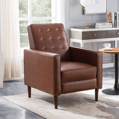 Fauteuil inclinable à dossier relevable Roomfitters avec capitonnage à boutons et pieds fuselés en bois, fauteuil d'appoint pour salon