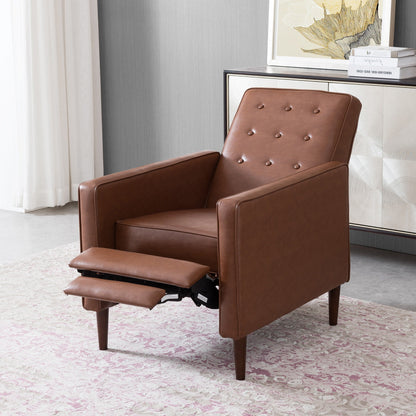 Fauteuil inclinable à dossier relevable Roomfitters avec capitonnage à boutons et pieds fuselés en bois, fauteuil d'appoint pour salon