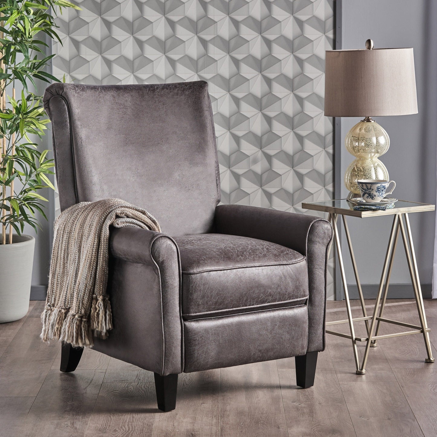 Fauteuil inclinable à dossier relevable Roomfitters avec accoudoirs roulés et siège rembourré pour salon ou bureau