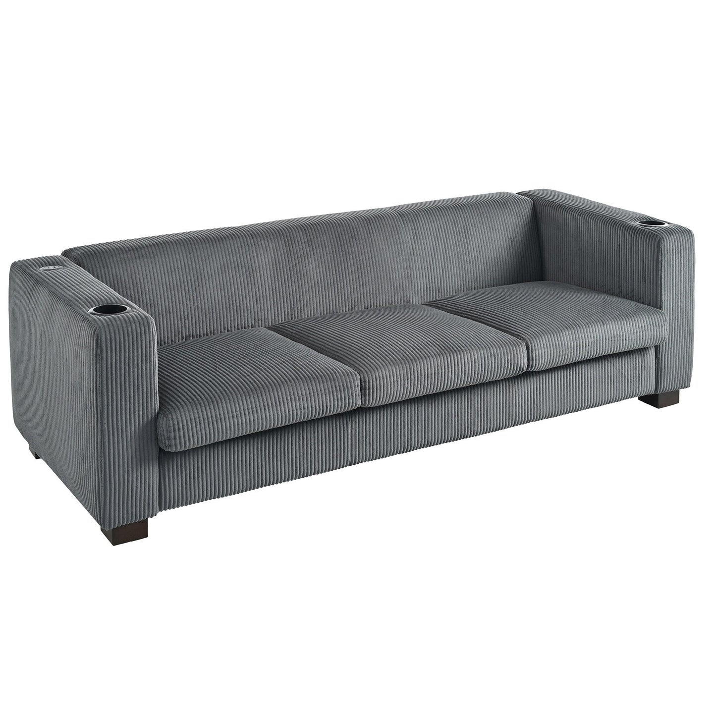 Canapé 3 places à accoudoirs droits en velours côtelé Roomfitters, canapé de salon contemporain