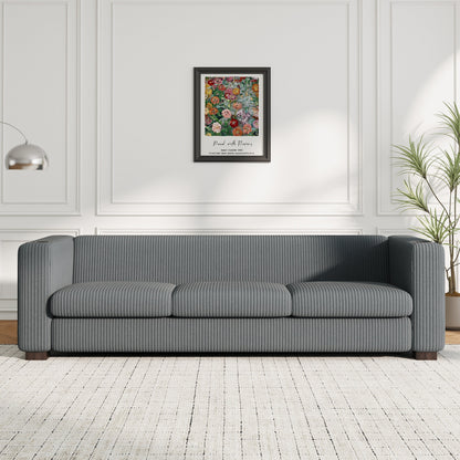 Canapé 3 places à accoudoirs droits en velours côtelé Roomfitters, canapé de salon contemporain