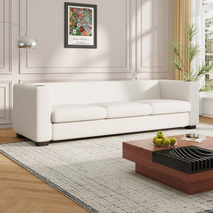 Canapé 3 places à accoudoirs droits en velours côtelé Roomfitters, canapé de salon contemporain