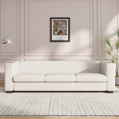 Canapé 3 places à accoudoirs droits en velours côtelé Roomfitters, canapé de salon contemporain