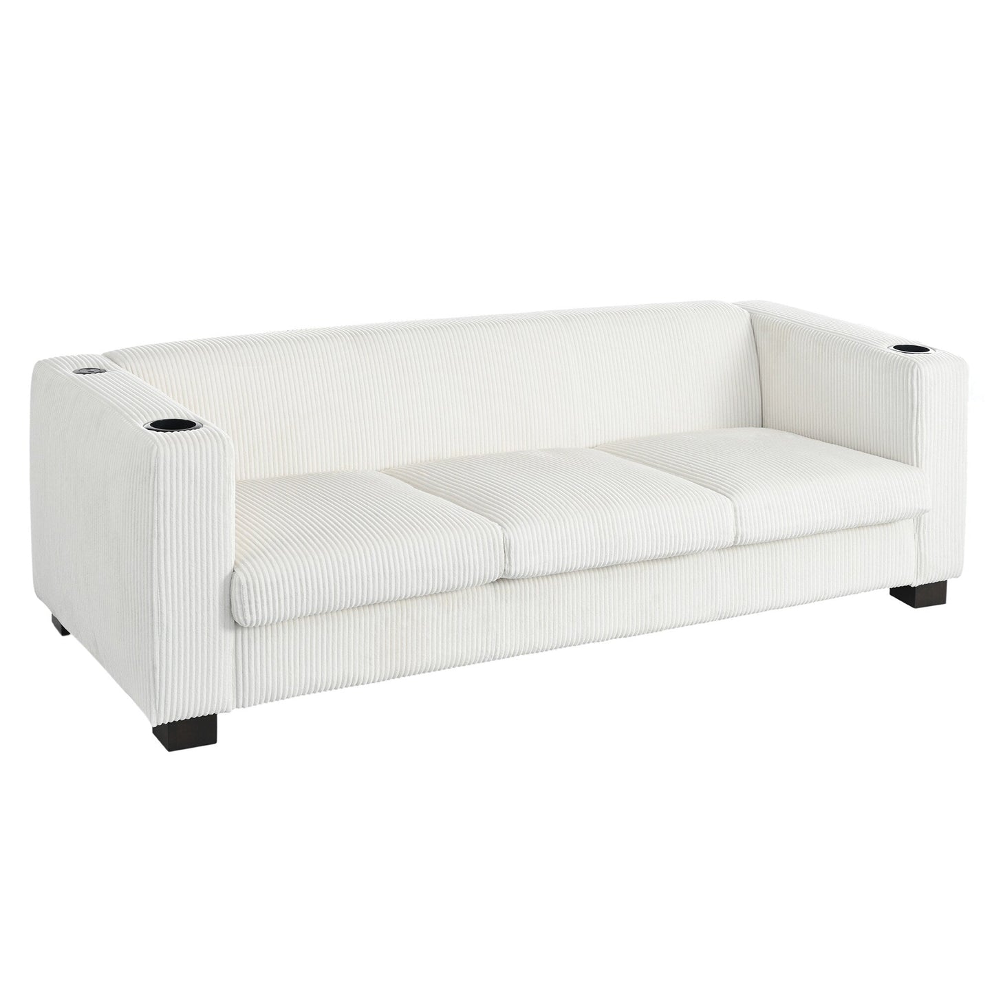 Canapé 3 places à accoudoirs droits en velours côtelé Roomfitters, canapé de salon contemporain