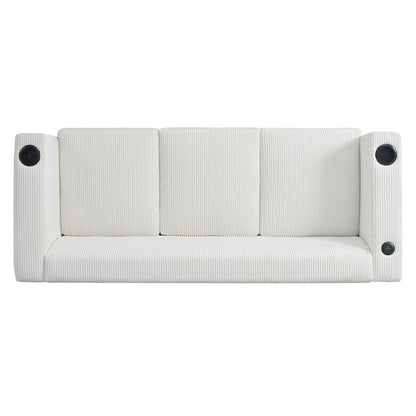 Canapé 3 places à accoudoirs droits en velours côtelé Roomfitters, canapé de salon contemporain