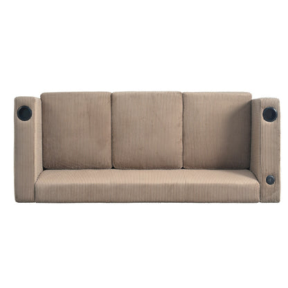 Canapé 3 places à accoudoirs droits en velours côtelé Roomfitters, canapé de salon contemporain