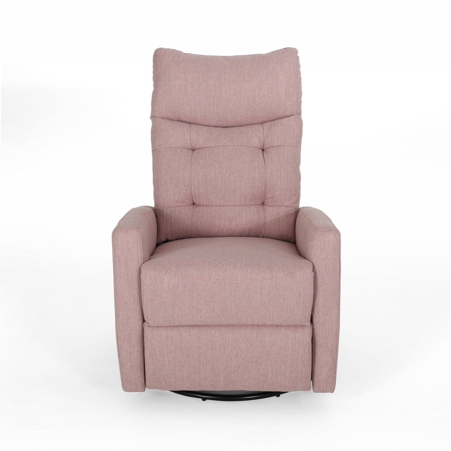 Fauteuil inclinable pivotant Roomfitters avec dossier capitonné et base en métal, fauteuil inclinable à poussoir pour salon