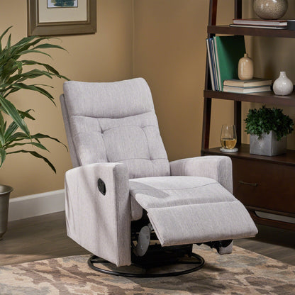 Fauteuil inclinable pivotant Roomfitters avec dossier capitonné et base en métal, fauteuil inclinable à poussoir pour salon