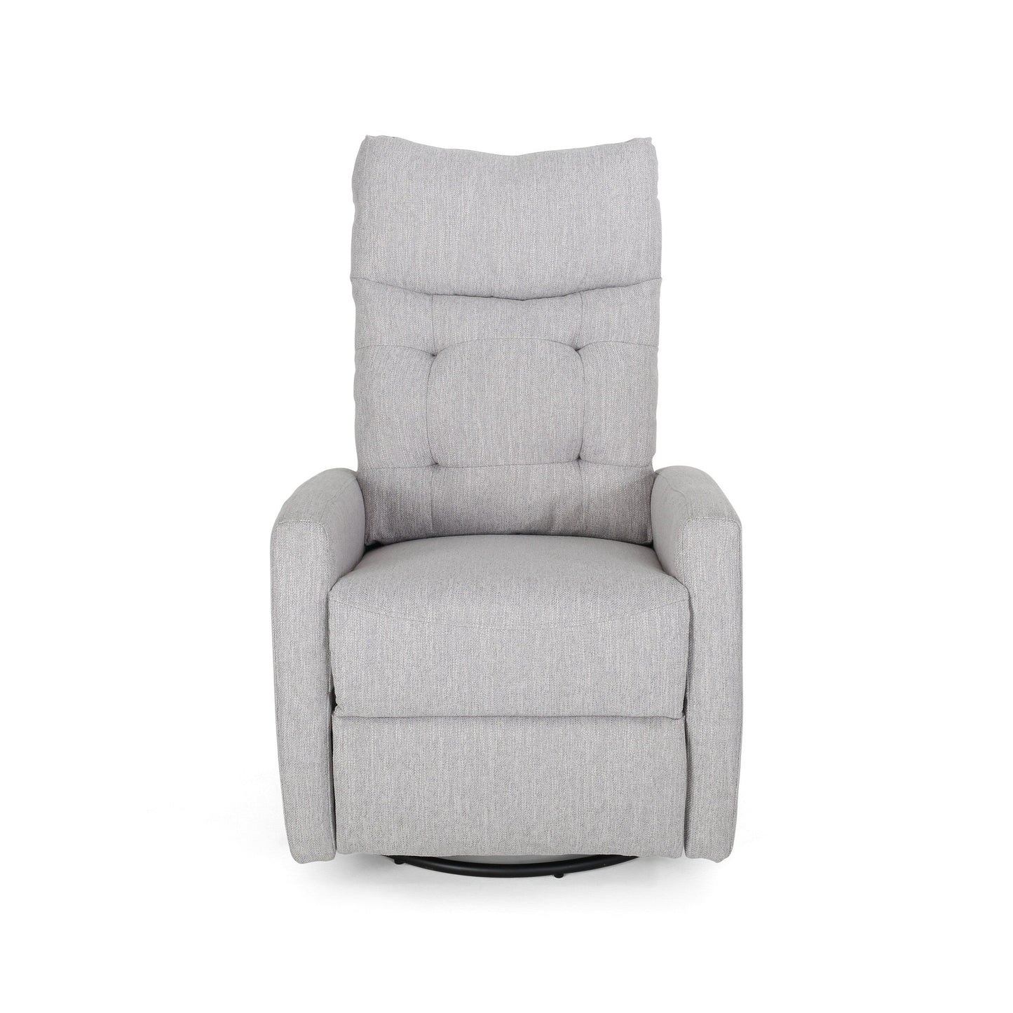 Fauteuil inclinable pivotant Roomfitters avec dossier capitonné et base en métal, fauteuil inclinable à poussoir pour salon