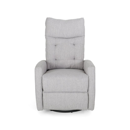 Fauteuil inclinable pivotant Roomfitters avec dossier capitonné et base en métal, fauteuil inclinable à poussoir pour salon