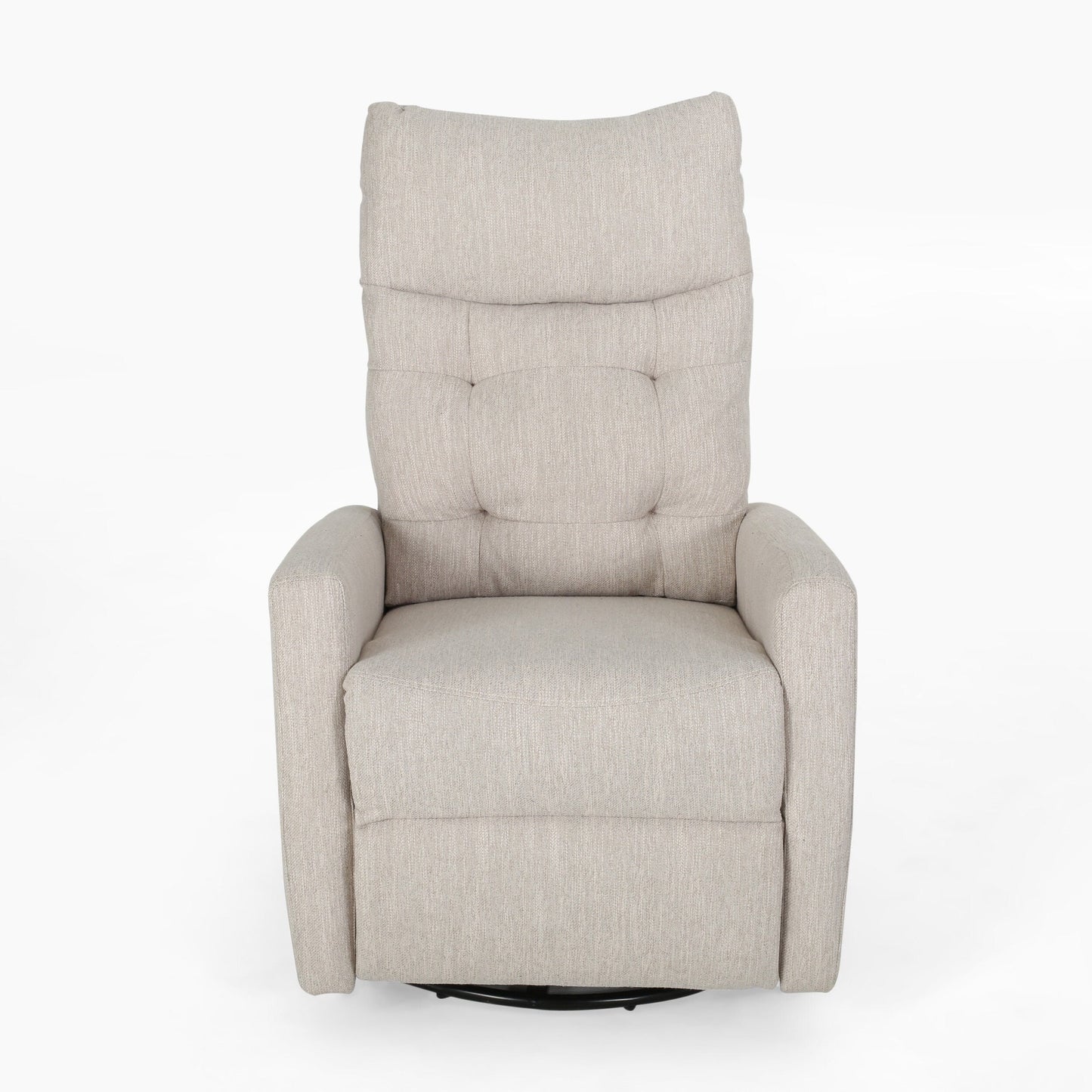 Fauteuil inclinable pivotant Roomfitters avec dossier capitonné et base en métal, fauteuil inclinable à poussoir pour salon