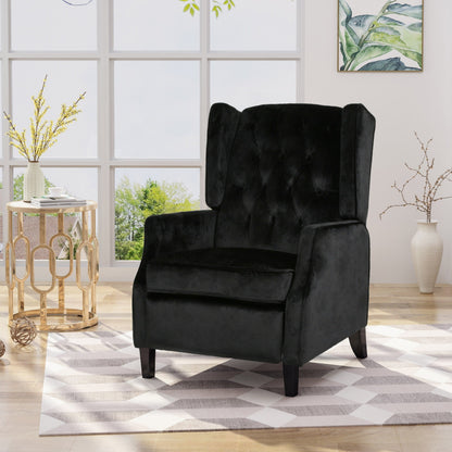 Fauteuil inclinable capitonné à oreilles et dossier relevable avec accoudoirs évasés, fauteuil d'appoint pour salon